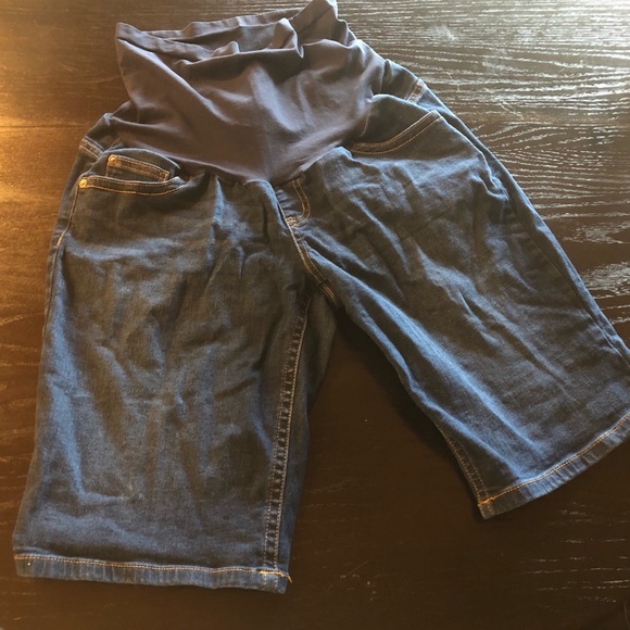 Maternity Cotton Shorts - Indigo Blue